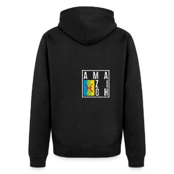 Amazigh - Unisex Premium Bio Zip Hoodie - Schwarz - Hinten - Nico (187cm)