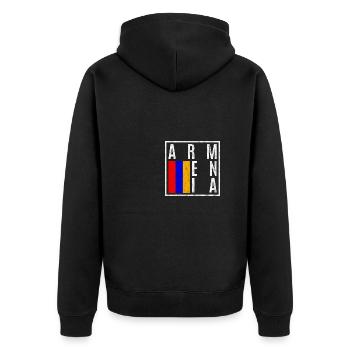 Armenien - Unisex Premium Bio Zip Hoodie - Schwarz - Hinten - Nico (187cm)