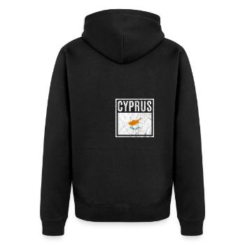 Zypern - Unisex Premium Bio Zip Hoodie - Schwarz - Hinten - Nico (187cm)