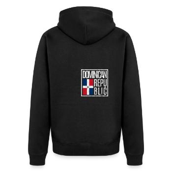 Dominikanische Republik - Unisex Premium Bio Zip Hoodie - Schwarz - Hinten - Nico (187cm)