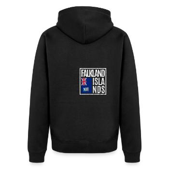 Falkland Islands - Unisex Premium Organic Zip Hoodie - black - Back - Nico (187cm)