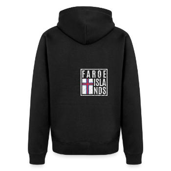 Färöer Inseln - Unisex Premium Bio Zip Hoodie - Schwarz - Hinten - Nico (187cm)