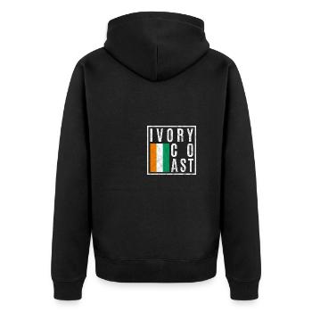 Elfenbeinküste - Unisex Premium Bio Zip Hoodie - Schwarz - Hinten - Nico (187cm)