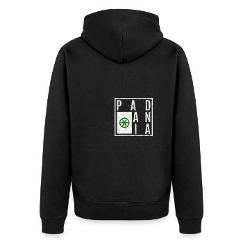 Padanien - Unisex Premium Bio Zip Hoodie - Schwarz - Hinten - Nico (187cm)