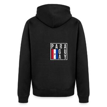 Paraguay - Unisex Premium Bio Zip Hoodie - Schwarz - Hinten - Nico (187cm)