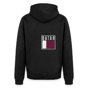 Katar - Unisex Premium Bio Zip Hoodie - Schwarz - Hinten - Nico (187cm)