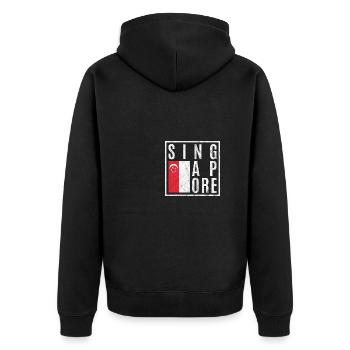 Singapur - Unisex Premium Bio Zip Hoodie - Schwarz - Hinten - Nico (187cm)
