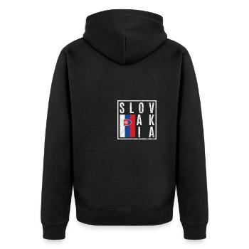 Slovakia - Unisex Premium Organic Zip Hoodie - black - Back - Nico (187cm)
