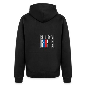 Slowenien - Unisex Premium Bio Zip Hoodie - Schwarz - Hinten - Nico (187cm)