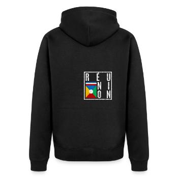 Réunion - Veste à capuche bio Premium Unisexe - noir - Dos - Nico (187cm)