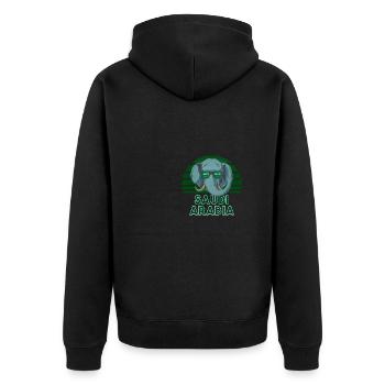 Saudi Arabia - Unisex Premium Organic Zip Hoodie - black - Back - Nico (187cm)