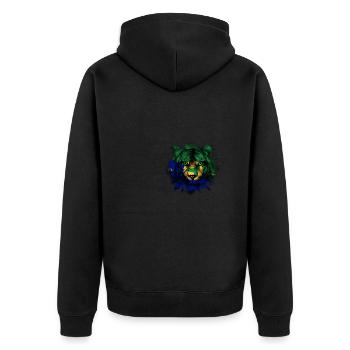 Weihnachtsinsel - Unisex Premium Bio Zip Hoodie - Schwarz - Hinten - Nico (187cm)