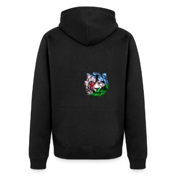 Dschibuti - Unisex Premium Bio Zip Hoodie - Schwarz - Hinten - Nico (187cm)