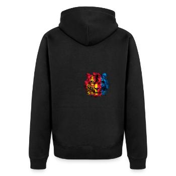 Mongolia - Unisex Premium Organic Zip Hoodie - black - Back - Nico (187cm)