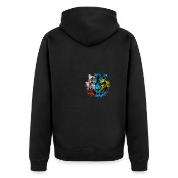 St. Pierre und Miquelon - Unisex Premium Bio Zip Hoodie - Schwarz - Hinten - Nico (187cm)