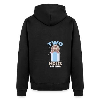 Funny Chemistry 2 Moles Per Liter - Unisex Premium Bio Zip Hoodie - Schwarz - Hinten - Nico (187cm)