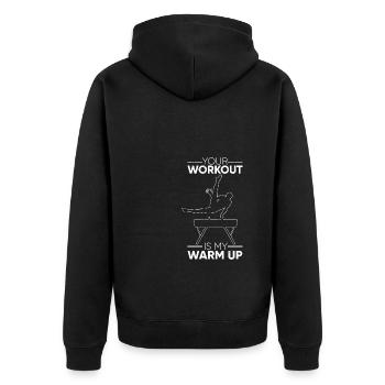 Turnen Gymnsatik Handstand Trainer Sportverein Tur - Unisex Premium Bio Zip Hoodie - Schwarz - Hinten - Nico (187cm)