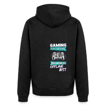 Gaming Online Statt Offline Controller Spieler Gam - Unisex Premium Bio Zip Hoodie - Schwarz - Hinten - Nico (187cm)