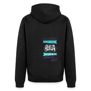 Gaming Online Statt Offline Controller Spieler Zoc - Unisex Premium Bio Zip Hoodie - Schwarz - Hinten - Nico (187cm)