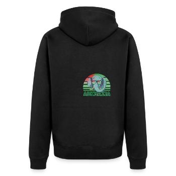 Abkhazia - Unisex Premium Organic Zip Hoodie - black - Back - Nico (187cm)