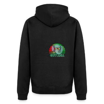Guyana - Unisex Premium Organic Zip Hoodie - black - Back - Nico (187cm)