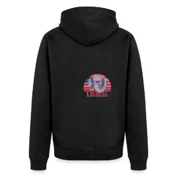 Liberia - Unisex Premium Bio Zip Hoodie - Schwarz - Hinten - Nico (187cm)