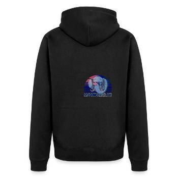 Montserrat - Unisex Premium Organic Zip Hoodie - black - Back - Nico (187cm)