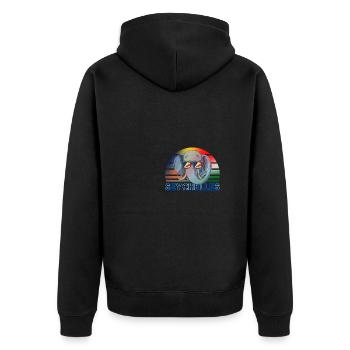 Seychellen - Unisex Premium Bio Zip Hoodie - Schwarz - Hinten - Nico (187cm)