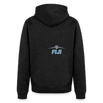 Fidschi - Unisex Premium Bio Zip Hoodie - Schwarz - Hinten - Nico (187cm)