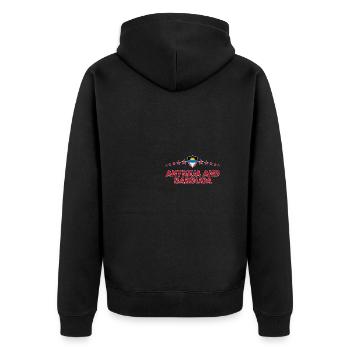 Antigua and Barbuda - Unisex Premium Organic Zip Hoodie - black - Back - Nico (187cm)