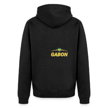 Gabun - Unisex Premium Bio Zip Hoodie - Schwarz - Hinten - Nico (187cm)