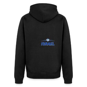 Israel - Unisex Premium Organic Zip Hoodie - black - Back - Nico (187cm)