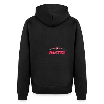Baster - Unisex Premium Bio Zip Hoodie - Schwarz - Hinten - Nico (187cm)