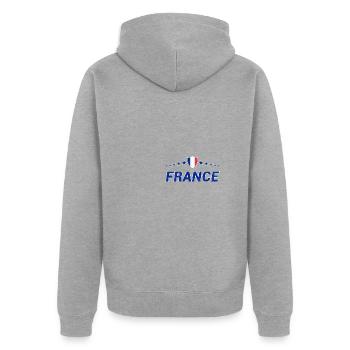 France - Unisex Premium Organic Zip Hoodie - heather grey - Back - Nico (187cm)