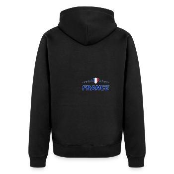 Frankreich - Unisex Premium Bio Zip Hoodie - Schwarz - Hinten - Nico (187cm)