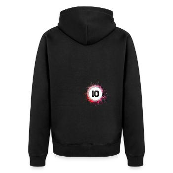 10 Zahl Klecks - Unisex Premium Bio Zip Hoodie - Schwarz - Hinten - Nico (187cm)
