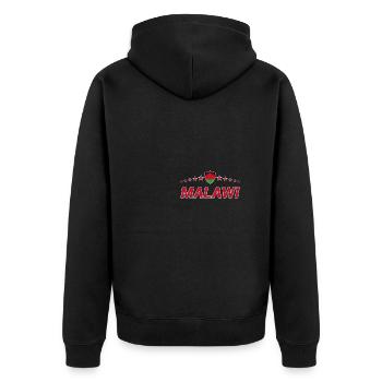 Malawi - Unisex Premium Organic Zip Hoodie - black - Back - Nico (187cm)