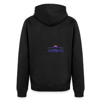Australien - Unisex Premium Bio Zip Hoodie - Schwarz - Hinten - Nico (187cm)