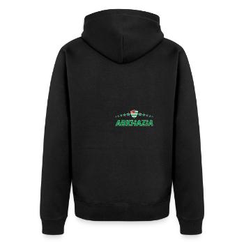 Abkhazia - Unisex Premium Organic Zip Hoodie - black - Back - Nico (187cm)