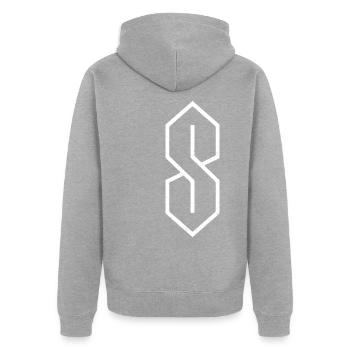 années quatre-vingt-dix - Veste à capuche bio Premium Unisexe - gris chiné - Dos - Nico (187cm)