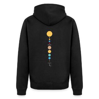 Sonnensystem - Unisex Premium Bio Zip Hoodie - Schwarz - Hinten - Nico (187cm)