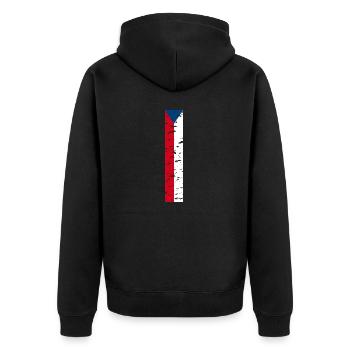 Ich liebe Tschechien, Eleganz Stil Design T-Shirt - Unisex Premium Bio Zip Hoodie - Schwarz - Hinten - Nico (187cm)
