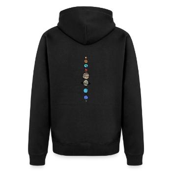 Sonnensystem - Unisex Premium Bio Zip Hoodie - Schwarz - Hinten - Nico (187cm)