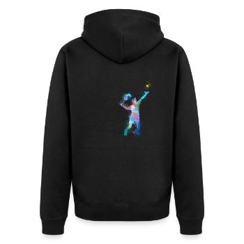 tennis,serve, watercolour, tennis player,graffiti - Unisex Premium Organic Zip Hoodie - black - Back - Nico (187cm)