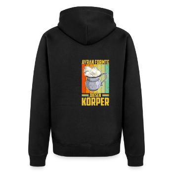Ayran Döner Kebab Imbiss Getränk Türkei Salz - Unisex Premium Bio Zip Hoodie - Schwarz - Hinten - Nico (187cm)