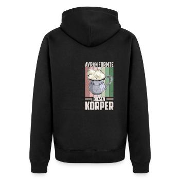 Ayran Döner Kebab Imbiss Getränk Türkei Salz - Unisex Premium Bio Zip Hoodie - Schwarz - Hinten - Nico (187cm)