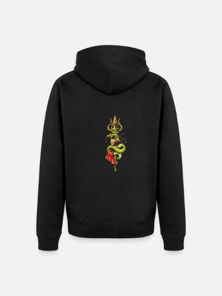 Hindu Lord Shiva Trident - Unisex Premium Organic Zip Hoodie - black