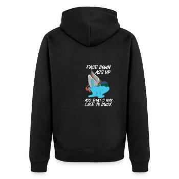 Face Down Ass Up - Unisex Premium Bio Zip Hoodie - Schwarz - Hinten - Nico (187cm)