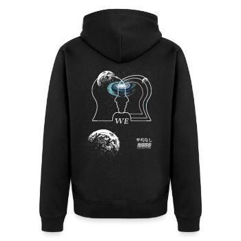 Beziehung Partner Japan retro Vaporwave E-Girl - Unisex Premium Bio Zip Hoodie - Schwarz - Hinten - Nico (187cm)
