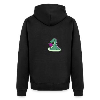 Mignon livre lisant Dinosaure - Veste à capuche bio Premium Unisexe - noir - Dos - Nico (187cm)